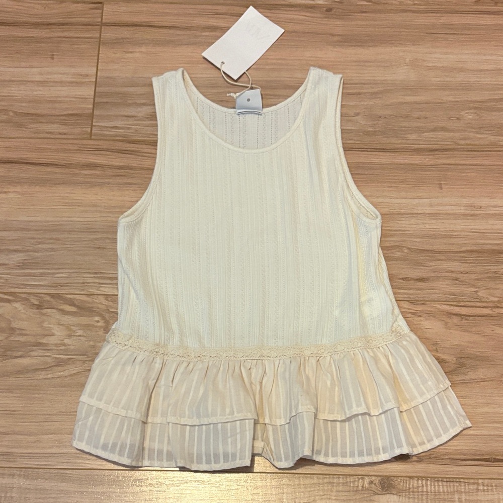 Zara Girls Cream Sleeveless Top